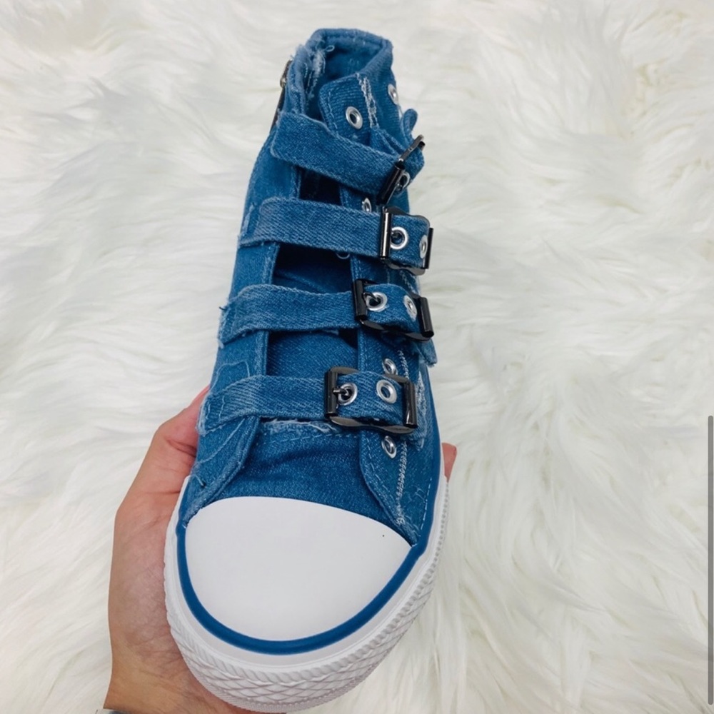 New Paisley Embroidered Denim High Top Sneakers - Picture 4 of 13